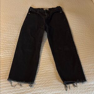 Everlane Way High Jean Black Distressed Wide-Leg Jeans  29